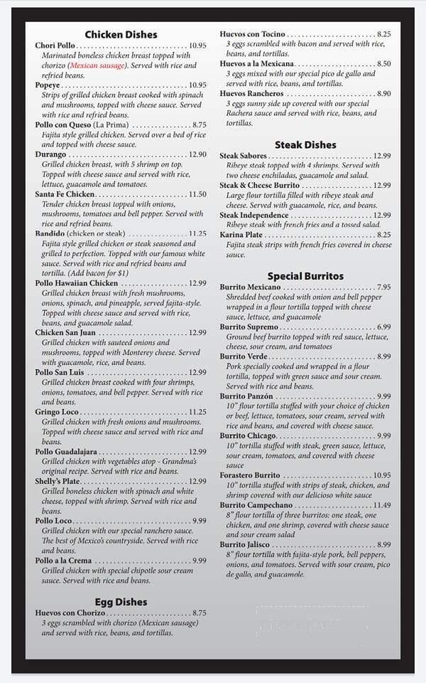 El Mezcal Mexican - Neodesha, KS menu_pic