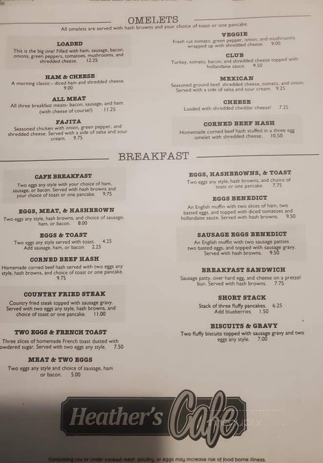 Heather's Cafe - Cloquet, MN menu_pic