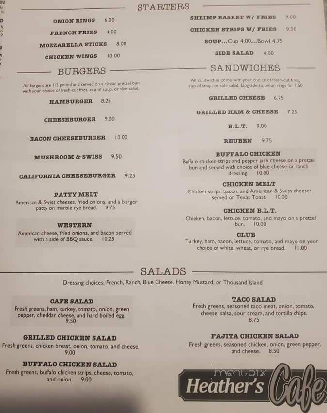 Heather's Cafe - Cloquet, MN menu_pic