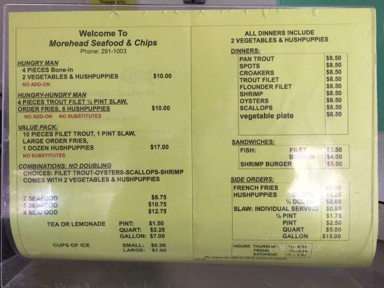 Morehead Seafood Market & Restaurant - Wilson, NC menu_pic