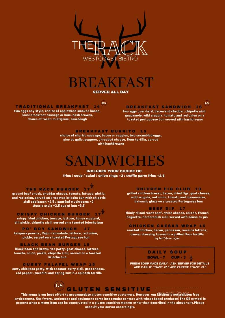 The Rack Bistro - Victoria, BC menu_pic