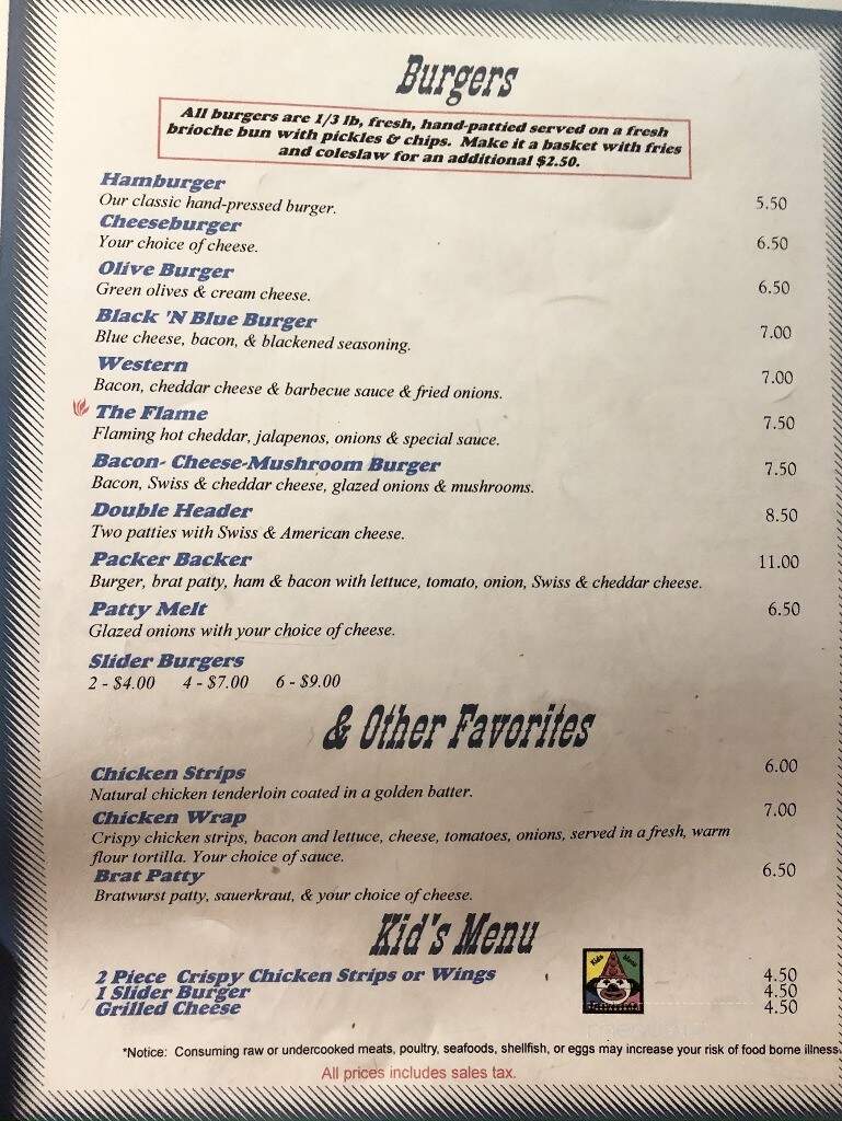 Paul's Pour House - Solon Springs, WI menu_pic