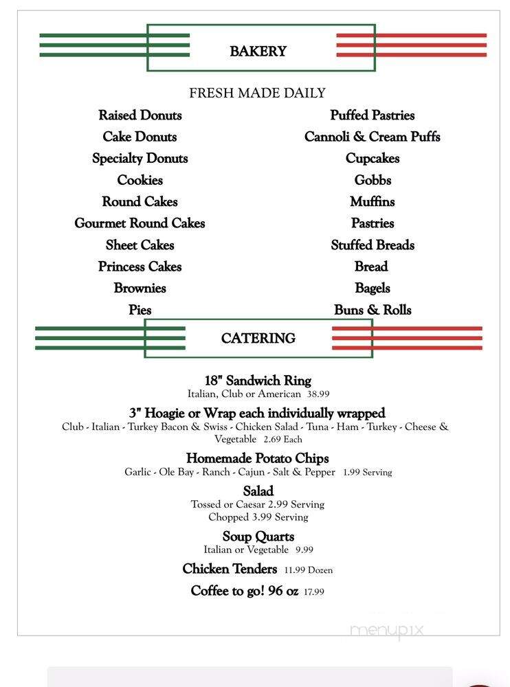 Zia Maria's Bakery & Cafe - Connellsville, PA menu_pic