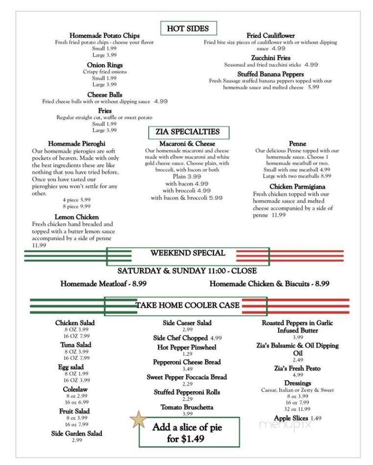 Zia Maria's Bakery & Cafe - Connellsville, PA menu_pic