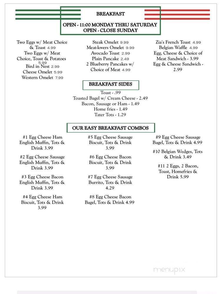 Zia Maria's Bakery & Cafe - Connellsville, PA menu_pic