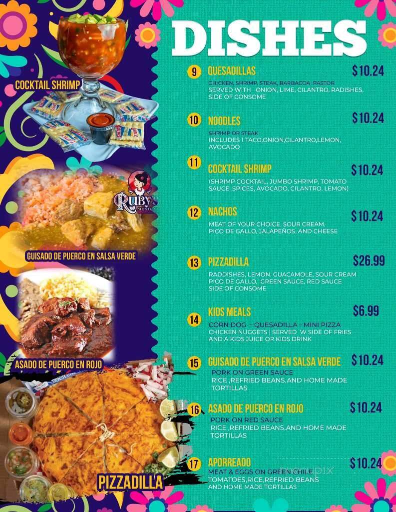 Ruby's Mexican Restaurant - Tyler, TX menu_pic