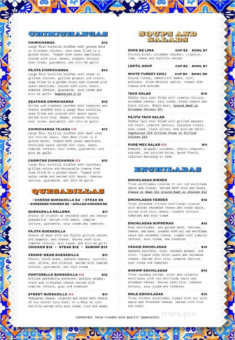 Pure Mex Mexican Cuisine - Richland, MI menu_pic