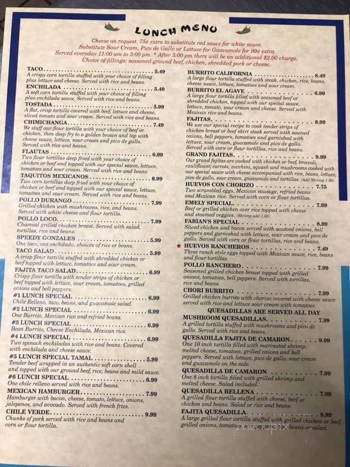 El Agave - Davis, OK menu_pic