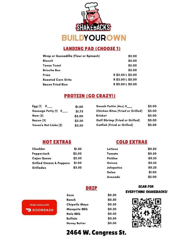Shakebacks - Lafayette, LA menu_pic