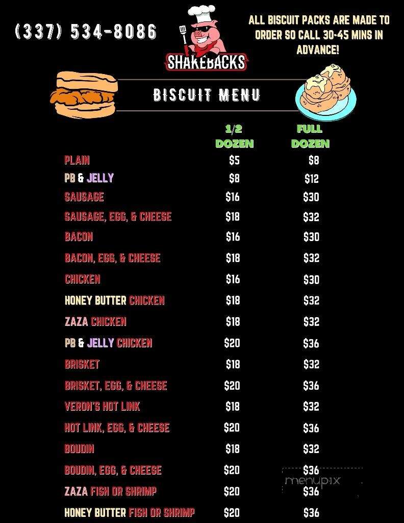 Shakebacks - Lafayette, LA menu_pic