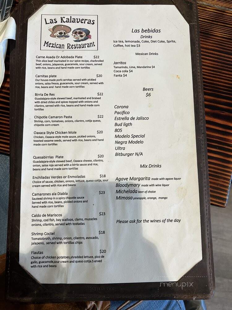 Las Kalaveras - Paso Robles, CA menu_pic