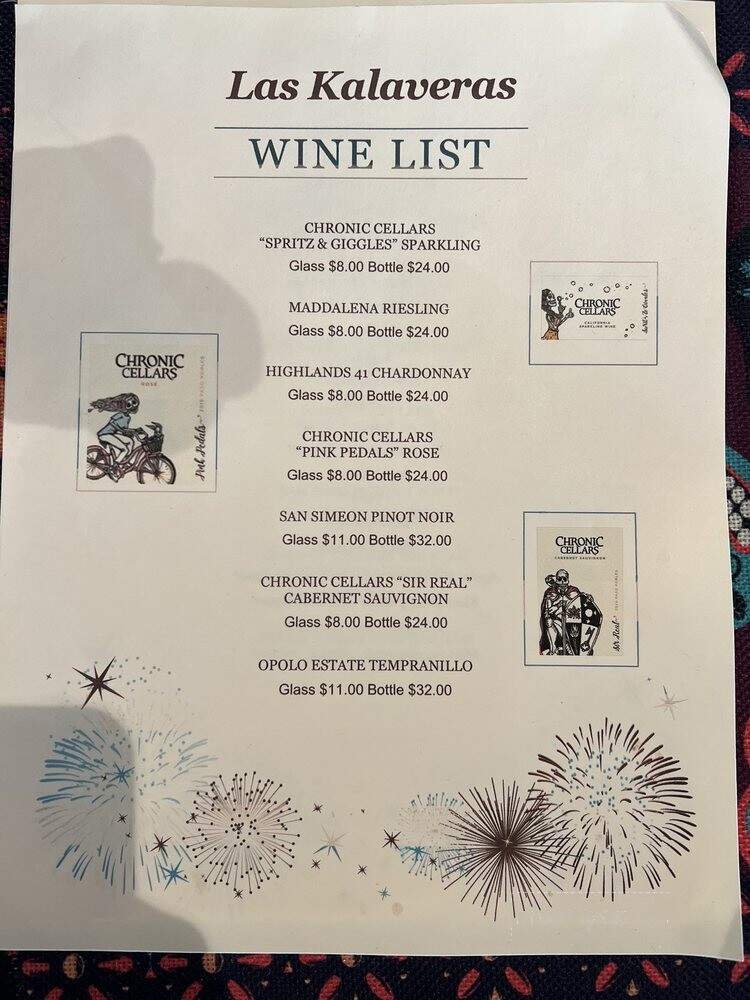 Las Kalaveras - Paso Robles, CA menu_pic
