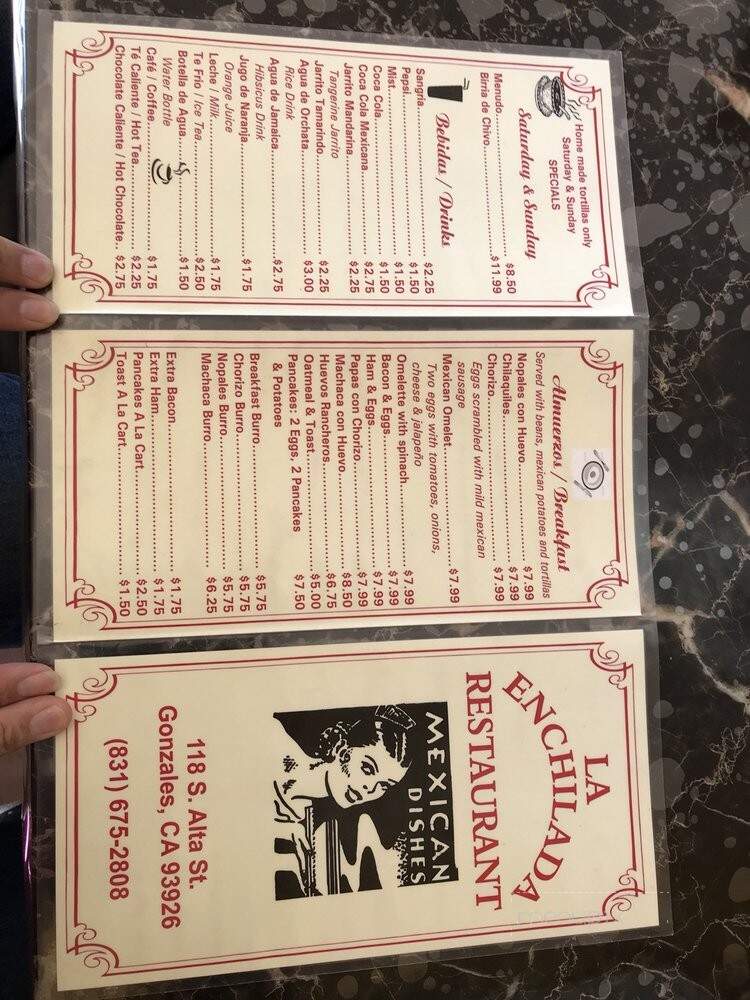 La Enchilada Restaurant - Gonzales, CA menu_pic