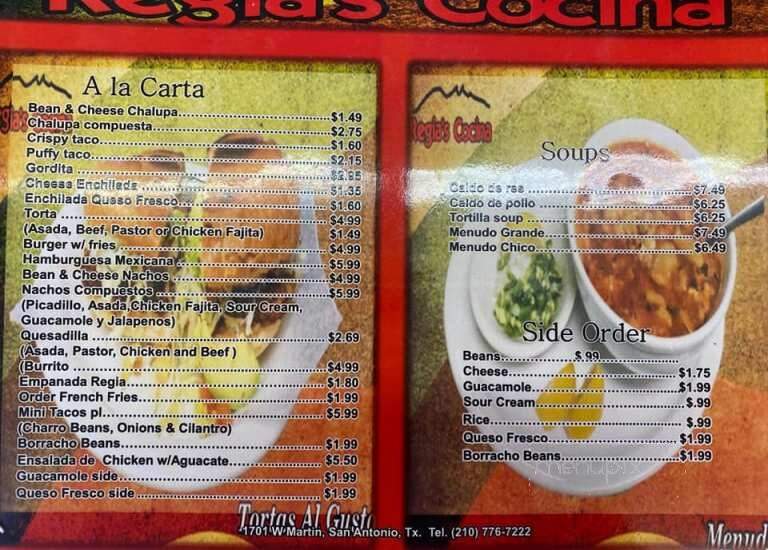 Regias Cocina - San Antonio, TX menu_pic