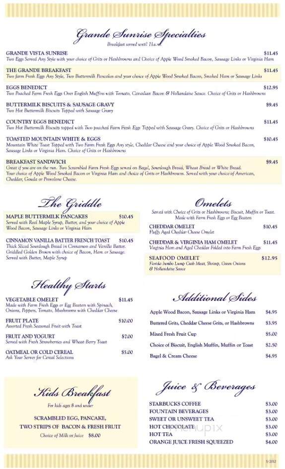 Grand Vista Bar & Grill - Destin, FL menu_pic