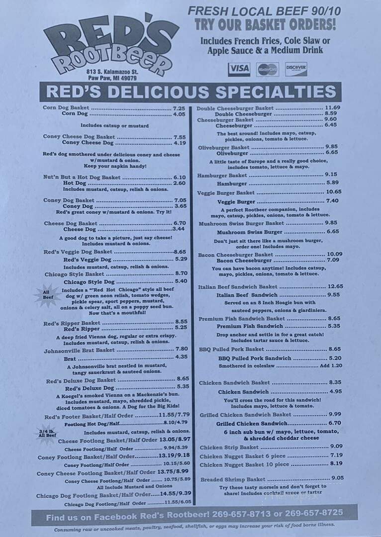 Root Beer Stand - Paw Paw, MI menu_pic