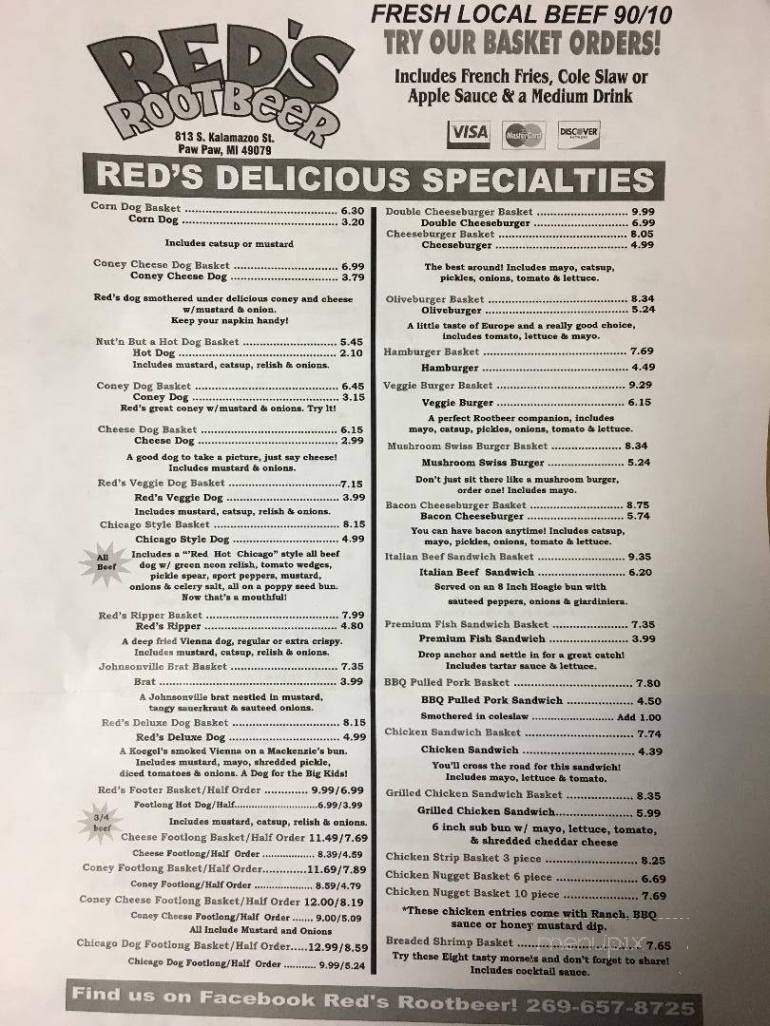 Root Beer Stand - Paw Paw, MI menu_pic