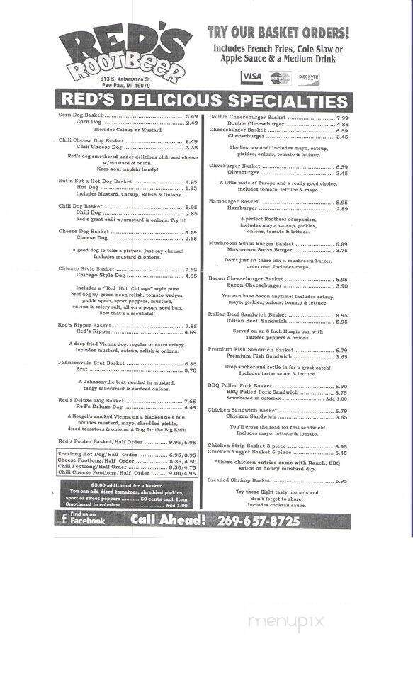 Root Beer Stand - Paw Paw, MI menu_pic