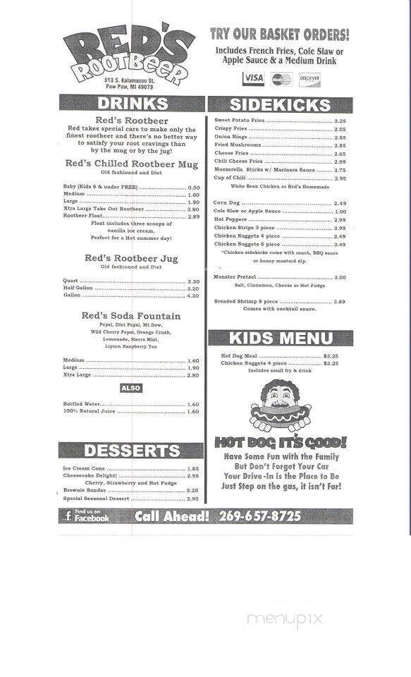 Root Beer Stand - Paw Paw, MI menu_pic
