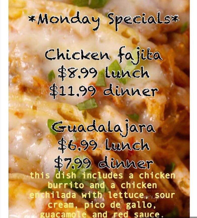Guadalajara Mexican Restaurant - Danville, KY menu_pic