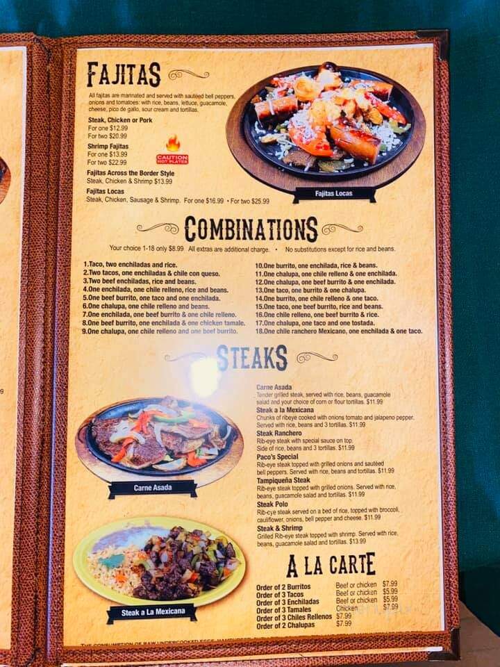 Pacos Mexican Restaurant - Mableton, GA menu_pic