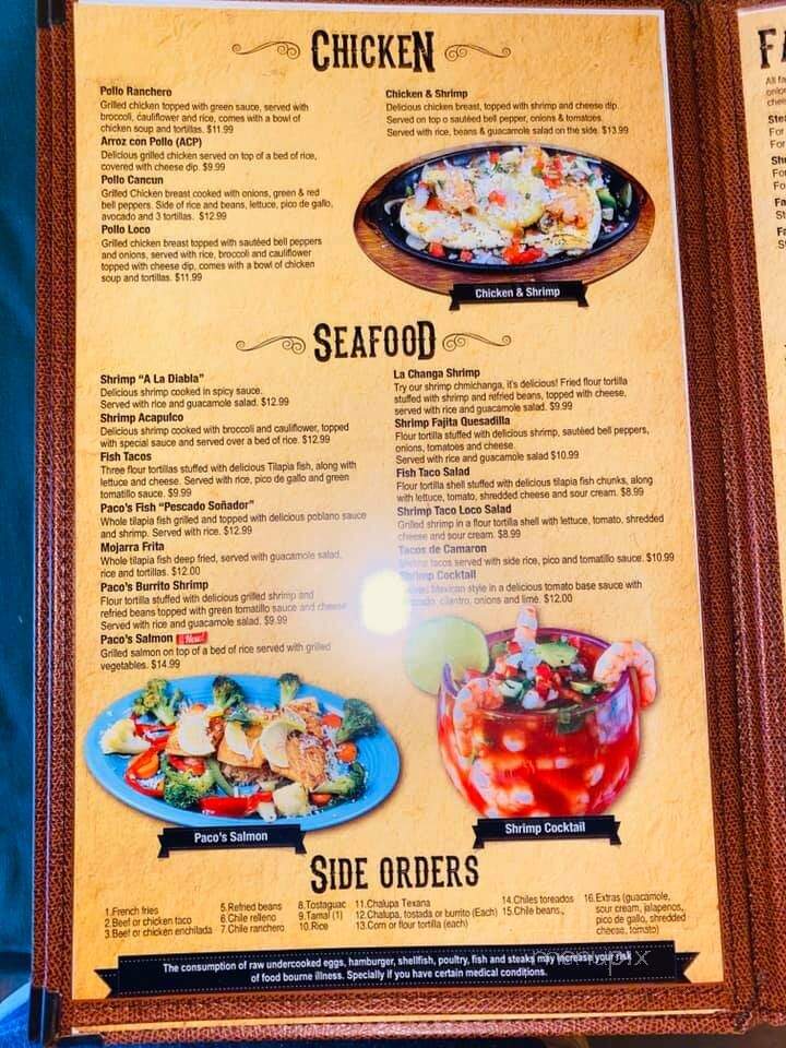 Pacos Mexican Restaurant - Mableton, GA menu_pic