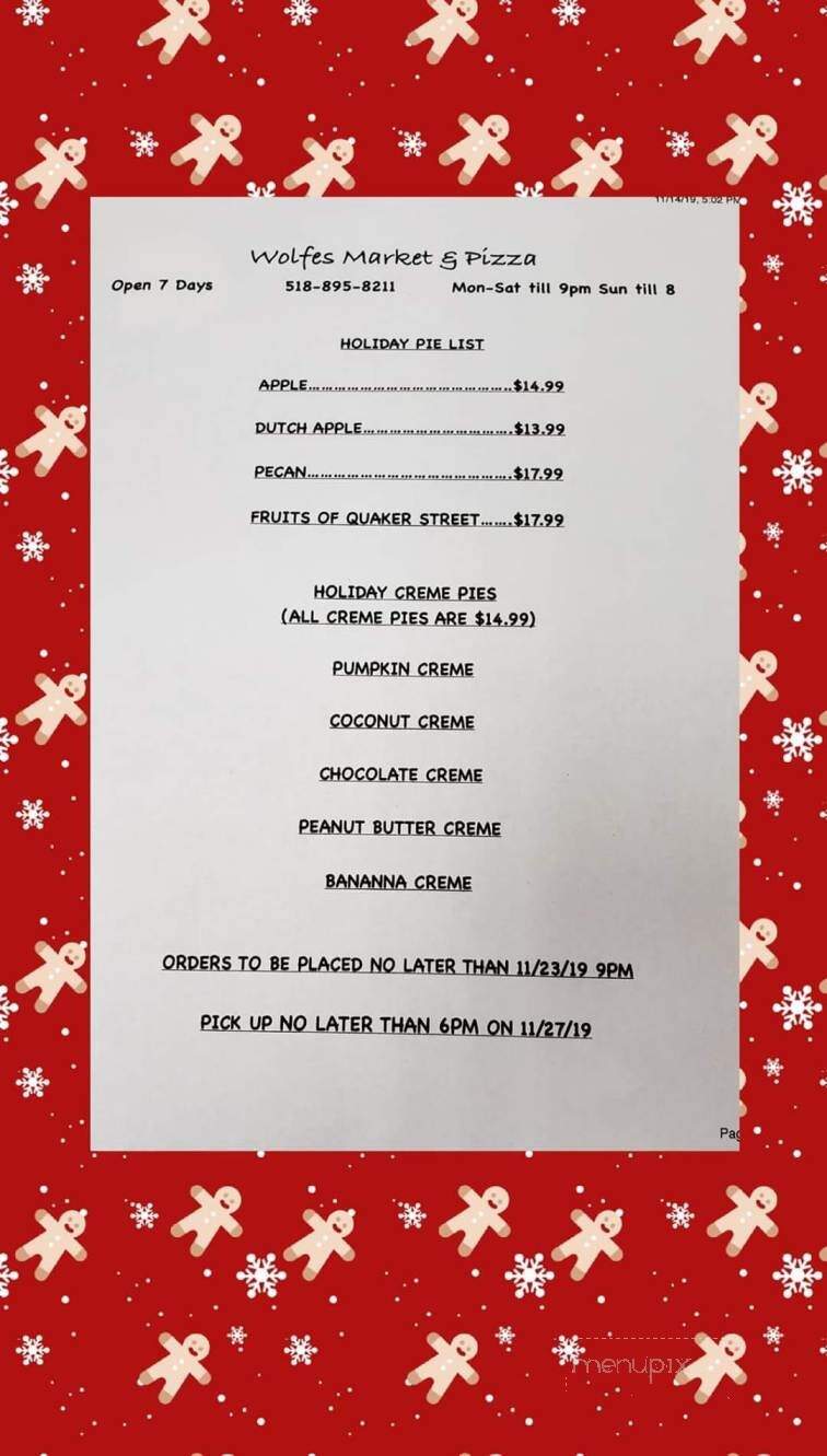 Wolfe's Pizzaria - Duanesburg, NY menu_pic