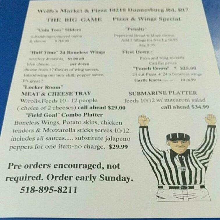 Wolfe's Pizzaria - Duanesburg, NY menu_pic