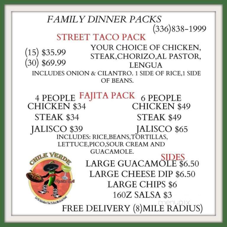 Chillie Verde Mexican - Wilkesboro, NC menu_pic