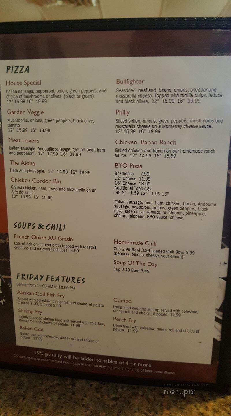 Springville Sports Grill - Plover, WI menu_pic