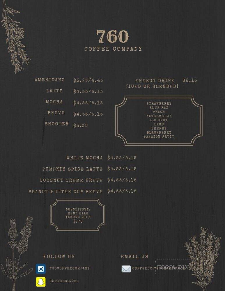 760 Coffee Company - Yucca Valley, CA menu_pic