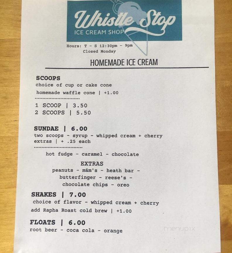 Whistle Stop Ice Cream - South Bend, IN menu_pic
