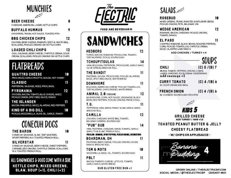 The Electric - Hoover, AL menu_pic