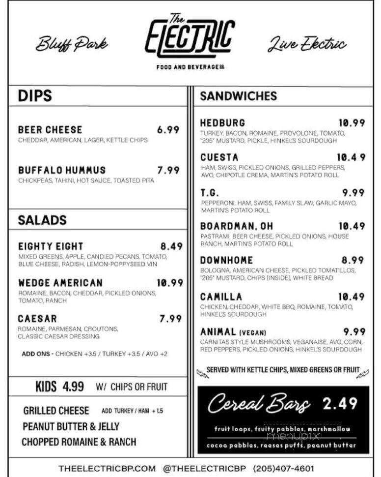 The Electric - Hoover, AL menu_pic