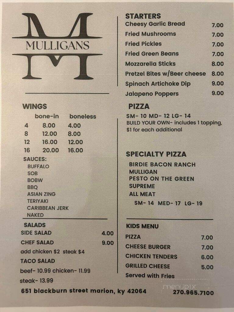 Mulligans Pizzeria & Pub - Marion, KY