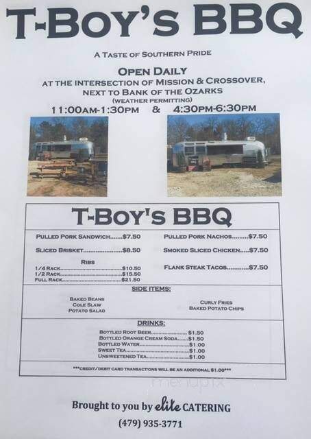 T-Boy's BBQ - Fayetteville, AR menu_pic