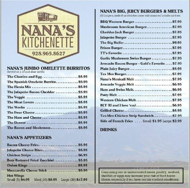 Nana's Kitchenette - Thatcher, AZ menu_pic