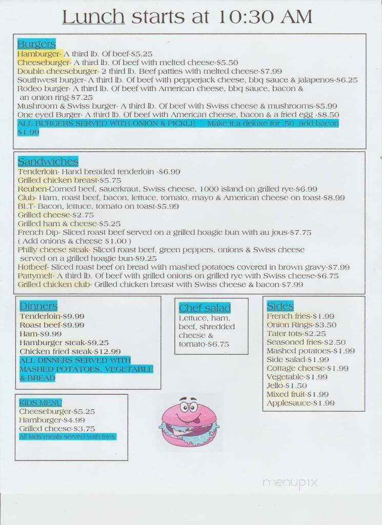 The 5 Diner - Gravois Mills, MO menu_pic