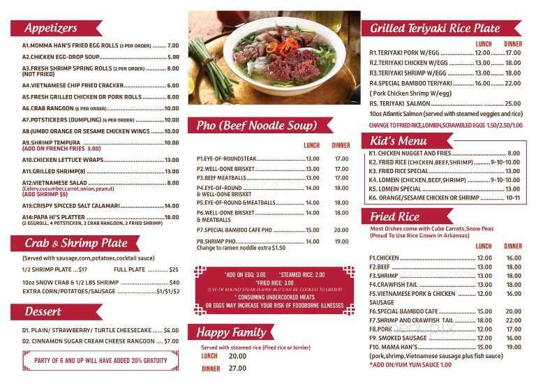 Bamboo Cafe - Camden, AR menu_pic