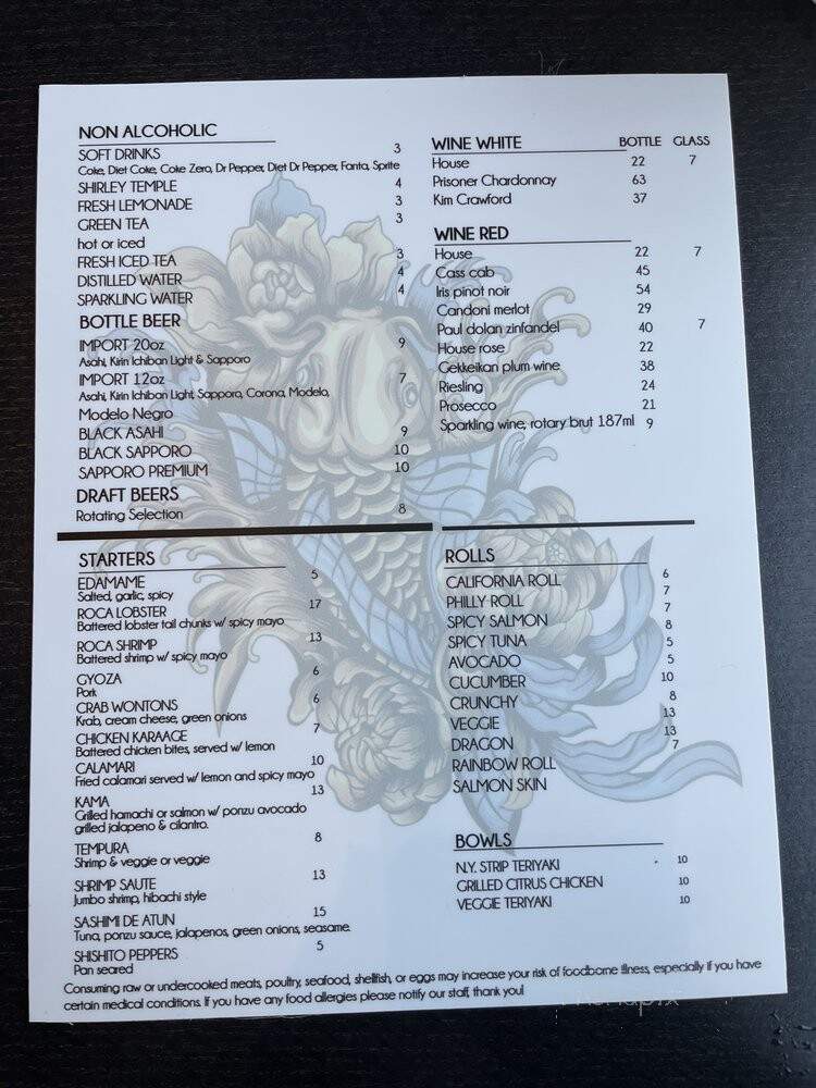 Saki Saki Sushi Bar and Grill - San Diego, CA menu_pic