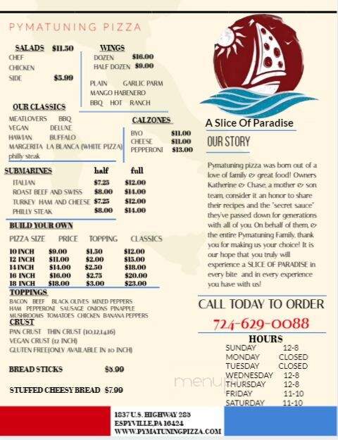 Pymatuning Pizza - Linesville, PA menu_pic
