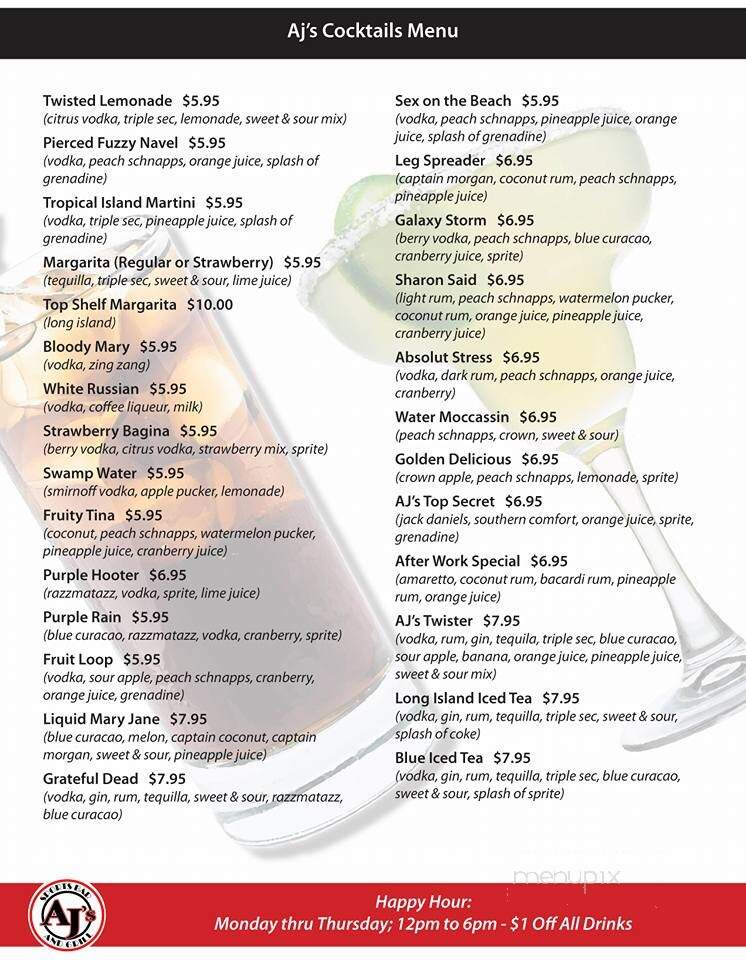 AJ's Sports Bar & Grill - Phenix City, AL menu_pic