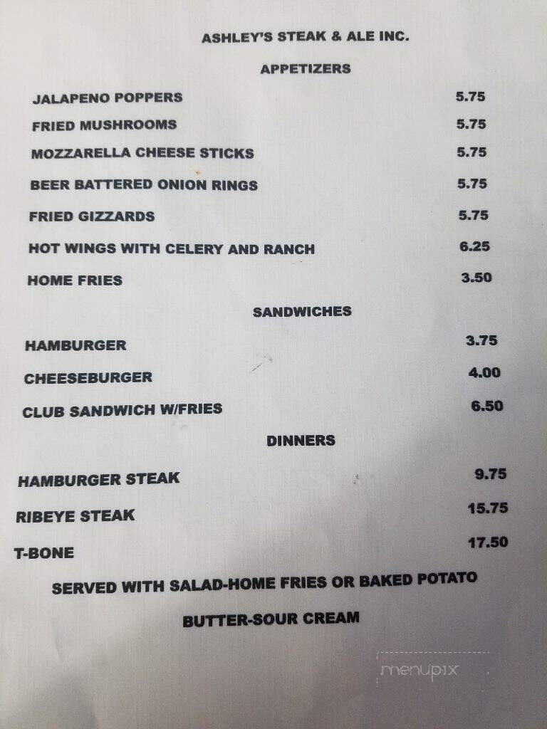 Ashley's Steak & Ale - Williston, SC menu_pic