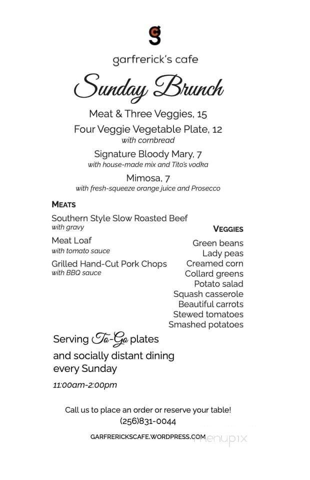 Garfield's Restaurant & Pub - Oxford, AL menu_pic