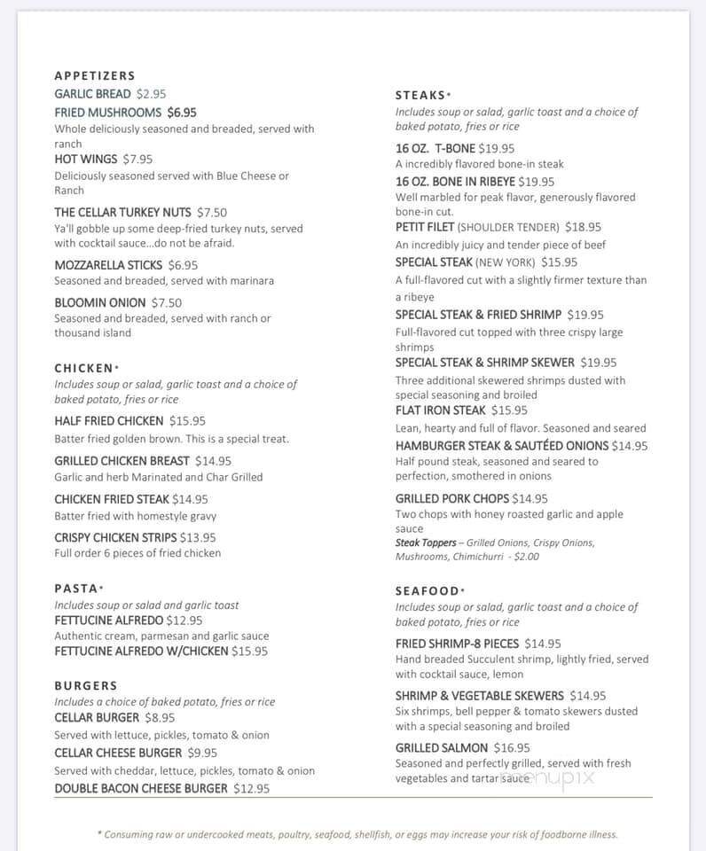 Cellar - Porterville, CA menu_pic