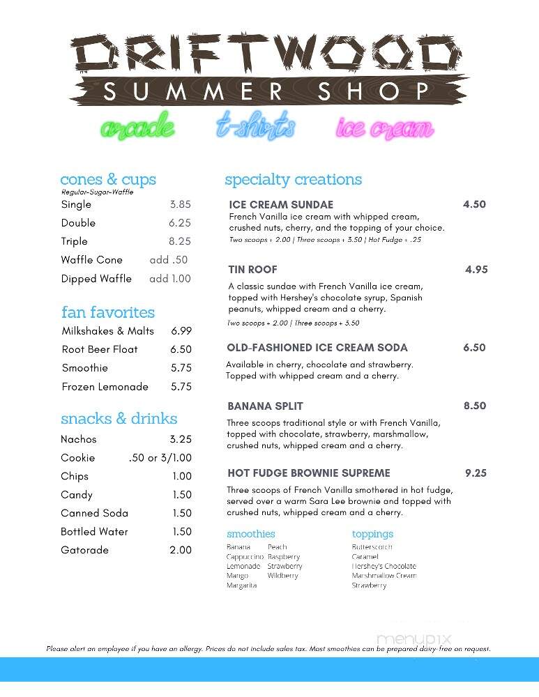 Driftwood - Dowagiac, MI menu_pic