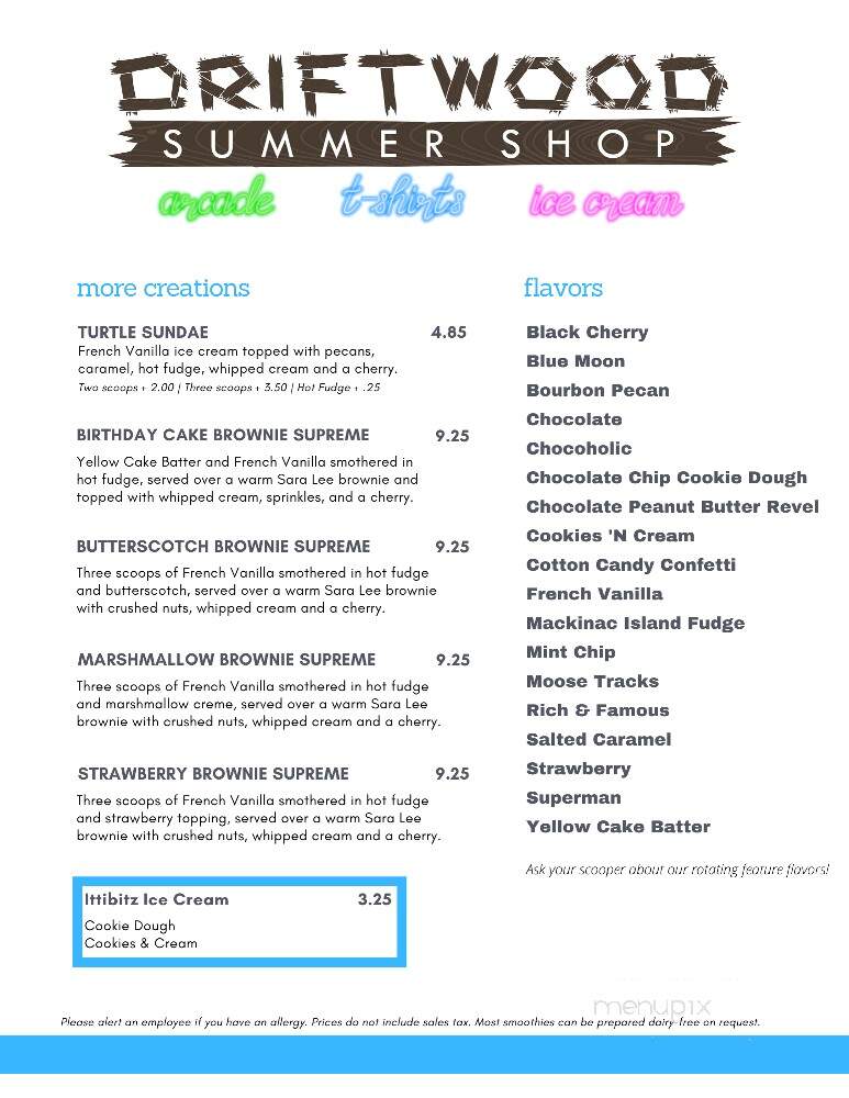 Driftwood - Dowagiac, MI menu_pic