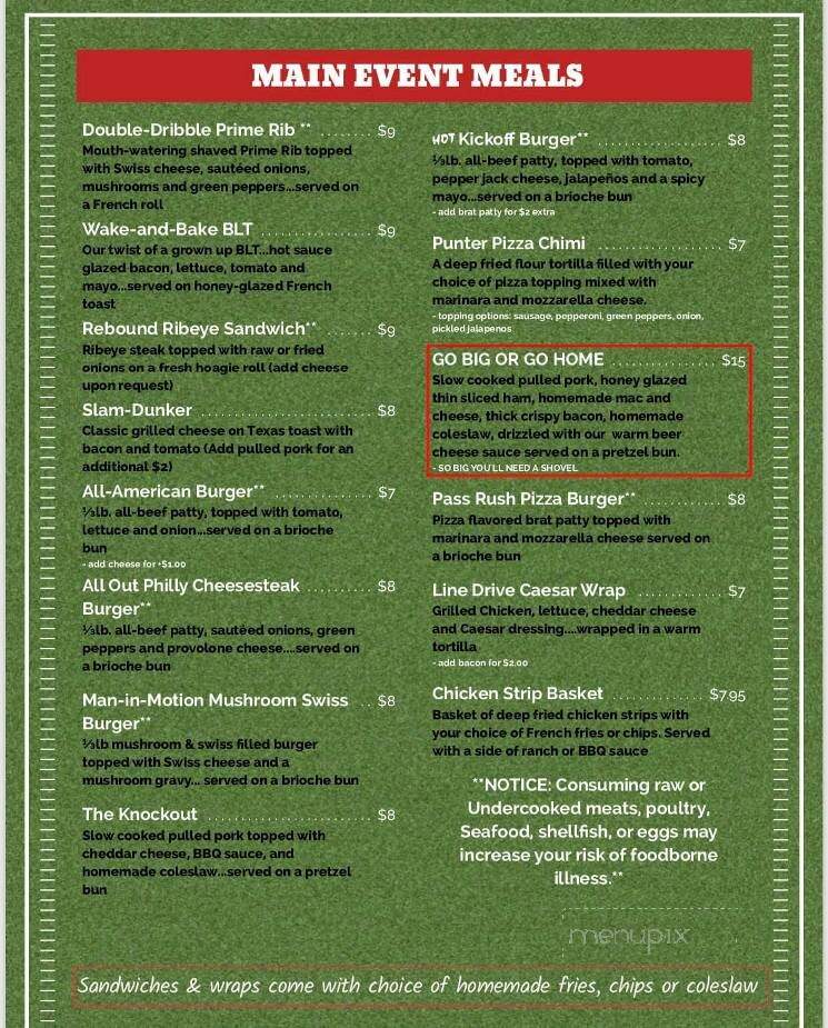 Big Time Sports Bar & Grill - Shawano, WI menu_pic