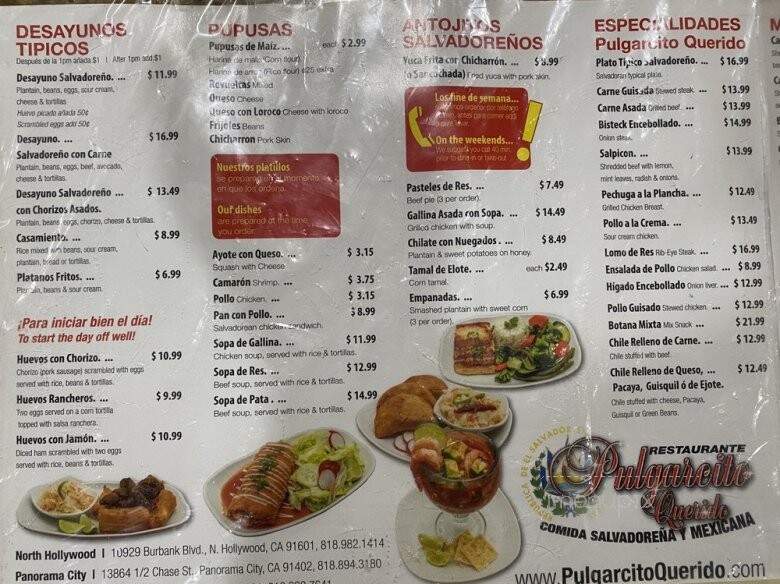 Pulgarcito Querido - North Hollywood, CA menu_pic