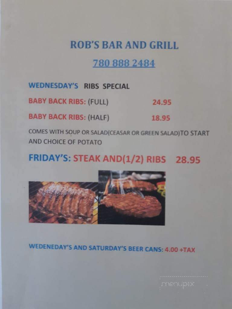 Rob's Bar & Grill - Hardisty, AB menu_pic